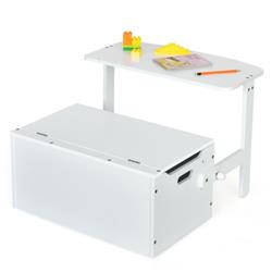 Picture of Total Tactic HW67660WH 3-in-1 Kids Convertible Storage Bench Wood Activity Table & Chair Set&#44; White