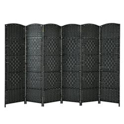 HW67707BK 6.5 ft. 6-Panel Weave Folding Fiber Room Divider Screen, Black