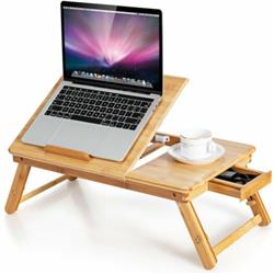 Picture of Total Tactic HW67948NA Bamboo Laptop Lap Tray with Adjustable Legs & Tilting Heat-Dissipation Top, Natural
