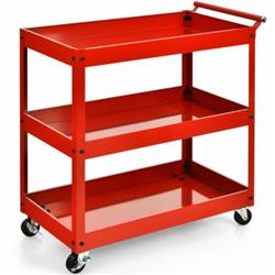 Picture of Total Tactic HW68112RE 3-Tier Utility Cart Metal Mental Storage Service Trolley, Red