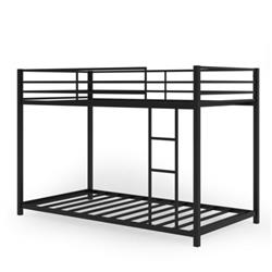 HW68257BK Metal Bunk Bed Twin Size Over Classic Bunk Bed Frame, Black
