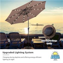 OP70737CF 10 ft. Patio Solar Umbrella with Crank & LED Lights, Tan