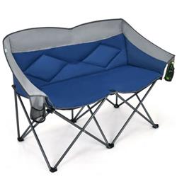 OP70772BL Folding Camping Chair with Bags & Padded Backrest, Blue -  Total Tactic