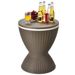 OP70810CF 8 gal 3-in-1 Patio Rattan Cooler Bar Table with Adjust Ice Bucket, Brown