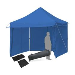 OP70818BL 10 x 10 ft. Pop Up Gazebo with 4 Height & Adjust Folding Awning, Blue