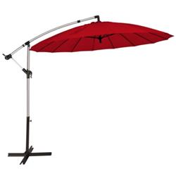 OP70835WN 10 ft. Patio Offset Market Hanging Umbrella for Backyard Poolside Lawn Garden, Dark Red