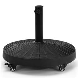OP70852 50 lbs Heavy Duty Patio Wicker Style Resin Umbrella Base Stand with Wheel