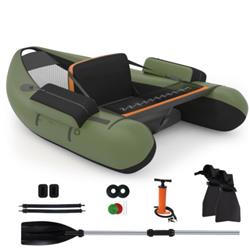 OP70878GN Inflatable Fishing Float Tube with Pump Storage Pockets & Fish Ruler, Green