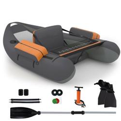 OP70878HS Inflatable Fishing Float Tube with Pump Storage Pockets & Fish Ruler, Gray