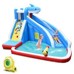 OP70951 4-in-1 Inflatable Water Slide Park with Long Slide & 735W Blower
