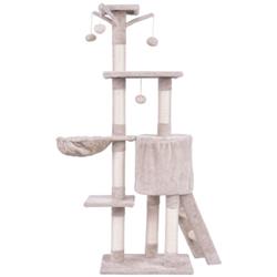PS7389BE 56 in. Condo Scratching Posts Ladder Cat Play Tree, Beige