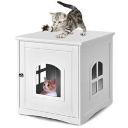 Picture of Total Tactic PS7424WH Side Table Nightstand Decorative Cat House&#44; White