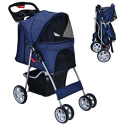 Picture of Total Tactic PS7427NY Foldable 4-Wheel Pet Stroller with Storage Basket&#44; Navy