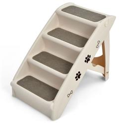 Picture of Total Tactic PS7473BE Collapsible Plastic Pet Stairs 4 Step Ladder for Small Dog & Cats&#44; Beige