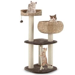 Picture of Total Tactic PS7475CF 41 in. Rattan Cat Tree with Napping Perch, Beige