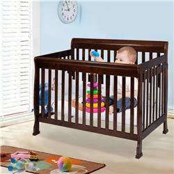 Picture of Total Tactic BB4639 Coffee Pine Wood Baby Toddler Bed Convertible Crib