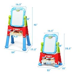 Picture of Total Tactic TY590373BL Height Adjustable Kids Art Easel for Magnetic Double Sided Board, Blue