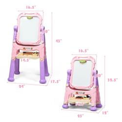 Picture of Total Tactic TY590373PI Height Adjustable Kids Art Easel for Magnetic Double Sided Board, Pink