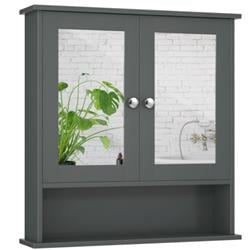 BA7396GR Bathroom Wall Mount Mirror Cabinet Organizer, Gray
