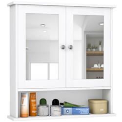 BA7396WH Bathroom Wall Mount Mirror Cabinet Organizer, White