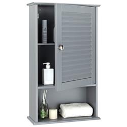 BA7597GR Bathroom Wall Mount Storage Cabinet Single Door with Height Adjustable Shelf, Gray
