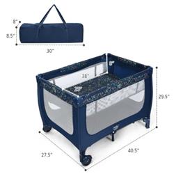 Picture of Total Tactic BB0483BL Portable Baby Playpen with Mattress Foldable Design&#44; Blue