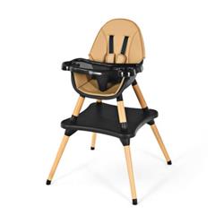 BB0484CF 5-in-1 Baby Eat & Grow Convertible Wooden High Chair with Detachable Tray, Coffee -  Total Tactic