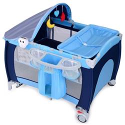 Picture of Total Tactic BB0491BL Foldable Baby Crib Playpen with Mosquito Net & Bag&#44; Blue