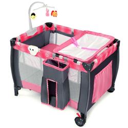 Picture of Total Tactic BB0493PI Foldable Travel Baby Crib Playpen Infant Bassinet Bed with Carry Bag&#44; Pink