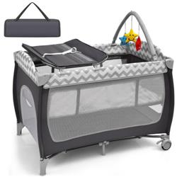 Picture of Total Tactic BB0510GR 3-in-1 Portable Baby Playard with Zippered Door & Toy Bar&#44; Gray