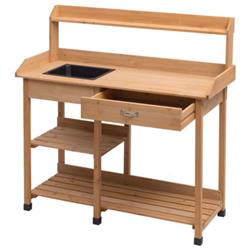 Picture of Total Tactic GT3203 Outdoor Lawn Patio Potting Bench Storage Table Shelf