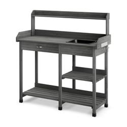 Picture of Total Tactic GT3203GR Outdoor Garden Potting Bench Lawn Patio Table Storage Shelf Work Station&#44; Gray