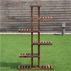 6-Tier Garden Wooden Shelf Storage Plant Rack Stand