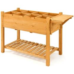 Elevated Planter Box Kit with 8 Grids & Folding Tabletop
