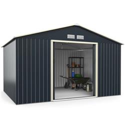 Picture of Total Tactic GT3733GRPlus 11 x 8 ft. Metal Storage Shed for Garden & Tools with 2 Lockable Sliding Door&#44; Gray