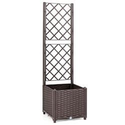 GT3766CF Raised Garden Bed with Trellis Planter Box for Climbing Plants, Brown