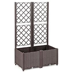 Raised Garden Bed with Trellis Planter Box for Climbing Plants, Brown -  Total Tactic, TO760472