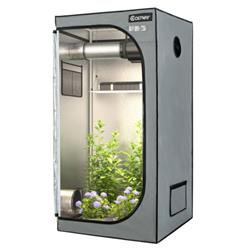 Picture of Total Tactic GT3832GR 32 x 32 x 63 in. Mylar Hydroponic Grow Tent with Observation Window & Floor Tray&#44; Gray