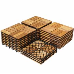 Acacia Wood Interlocking Patio Deck Tile - 27 Piece
