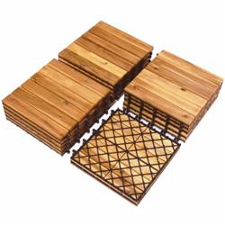 GX10003 Acacia Wood Interlocking Patio Deck Tile - 27 Piece