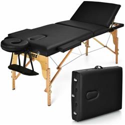 Picture of Total Tactic HB87018BK 3 Fold Portable Adjustable Massage Table with Carry Case&#44; Black
