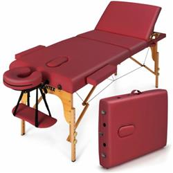 Picture of Total Tactic HB87018RE 3 Fold Portable Adjustable Massage Table with Carry Case&#44; Red