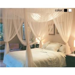 HT0585WH 4 Corner Post Full Queen & King Size Bed Mosquito Net, White