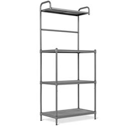 HW57754GR 4-Tier Bakers Rack Stand Shelves Kitchen Storage Rack Organizer, Gray