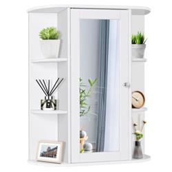 HW58718WH Single Door Shelves Wall Mount Bathroom Cabinet, White