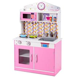 Picture of Total Tactic HW58832 Kids Wooden Pretend Cooking Playset Cookware Play Set Kitchen Toys Toddler Gift&#44; Pink