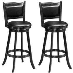 Picture of Total Tactic HW58966BK 29 in. Swivel Bar Height Stool Wood Dining Chair Barstool, Black - Set of 2