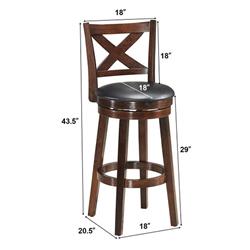 Picture of Total Tactic HW58973 39 x 18 x 20.5 in. Swivel X-back Upholstered Counter Height Bar Stool with PVC Cushioned Seat&#44; Espresso & Black