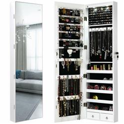 Picture of Total Tactic HW59104WH Wall & Door Mounted Mirrored Jewelry Cabinet with Lights&#44; White