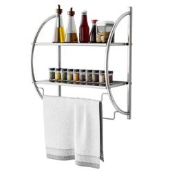 HW59244 2-Tier Wall Mount Shower Organizer Towel Storage Rack